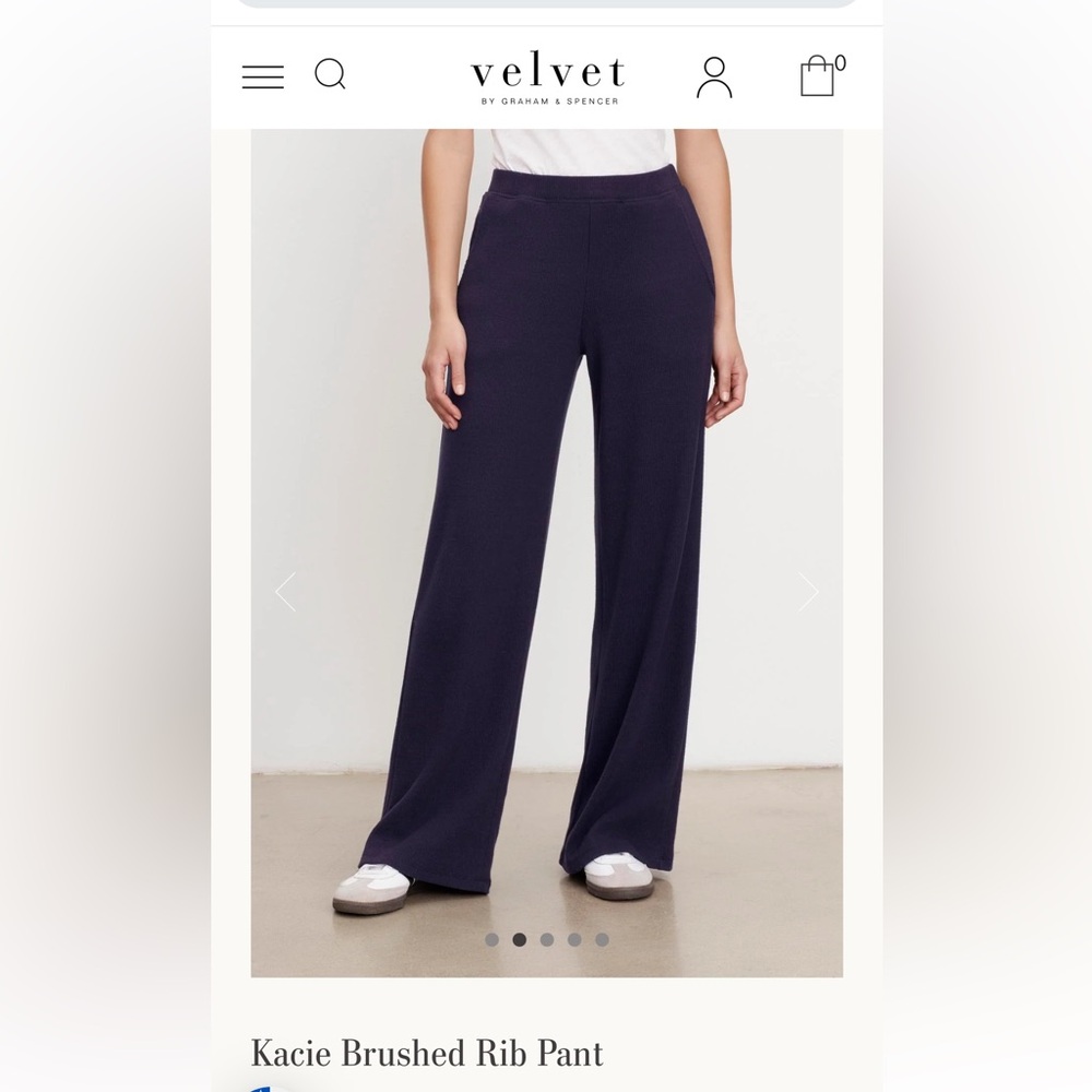 Velvet by Graham & Spencer size M brand new Kacie Brushed Rib Pant - Navy - Picture 1 of 2